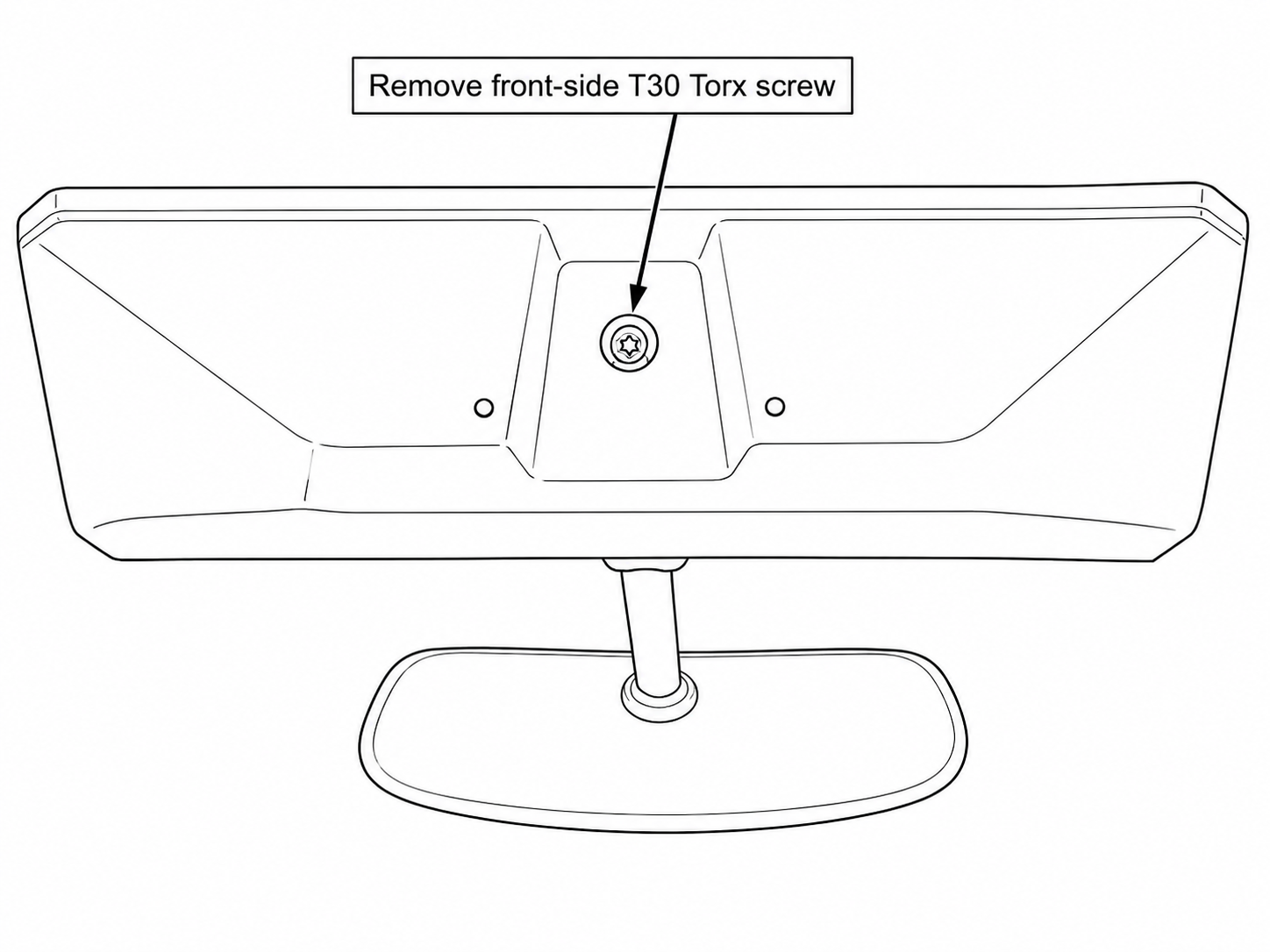 Location of the front-side T30 Torx screw